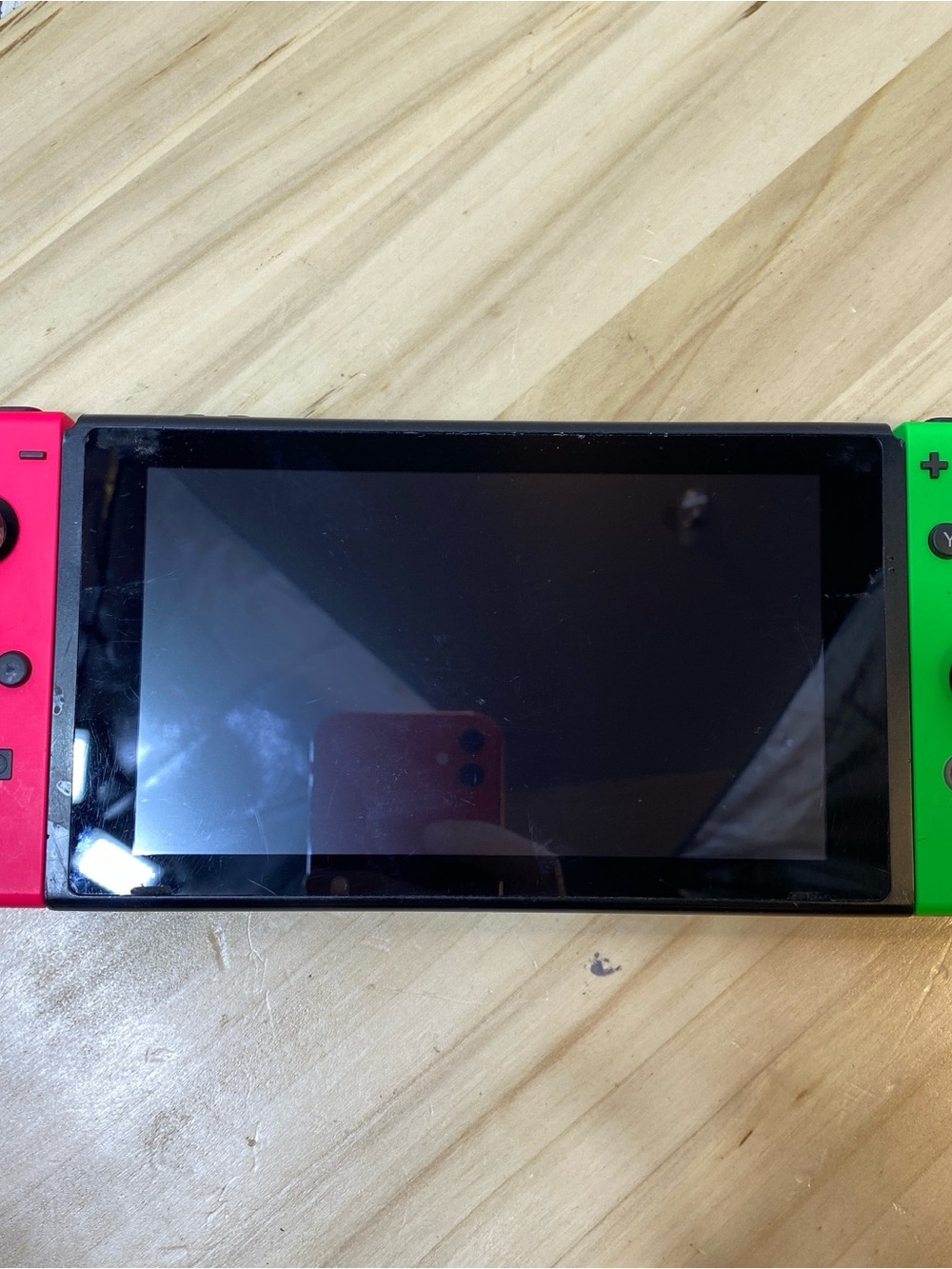 Nintendo Switch Console HAC-001 Handheld System w/ Neon Red/Blue Joy-(Console on